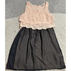 Chloe K Womens Medium Layered Polka Dot Sheer Mini Dress Pink Black 61100 10972